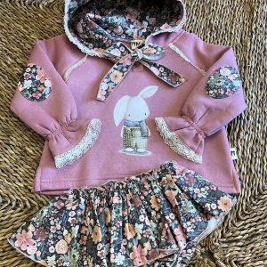 Sudadera niña+Braga tela PEDACITO DE MI de La Martinica,Invierno 2025 - 18m, Rosa